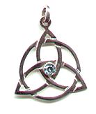 photo of Sterling Silver Triquetra Symbol pendant with Blue Topaz Stone - click for detail view