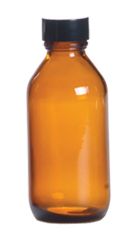 Amber Glass Boston Bottle with Black Bakelite Lid - 100ml
