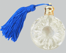 Sunflower Embossed Design Glass Bottle with Blue Tassel Cap - 7ml - Click For Detail View 