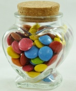 Small Heart Shaped Clear Glass Jar with Cork Seal - 110ml