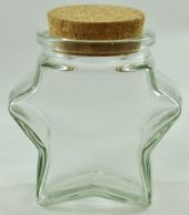 Small Star Shaped Clear Glass Jar with Cork Seal - 120ml - filled with colourful candy