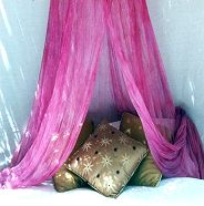 Hand dyed mosquito nets, for a sense of fantasy...