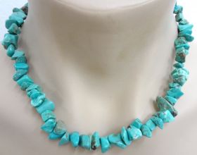 Blue Howlite Crystal Chip Necklace - Chunky Size