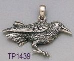 Solid Sterling Silver Raven Pendant - Click for detail VIEW