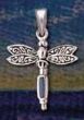 Solid Sterling Silver Dragon Fly Pendant with Stone Inlay - Click for detail VIEW