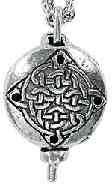 Celtic Diffuser Locket on Rhodium Chain - solid pewter