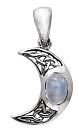 Solid Sterling Silver Celtic Moon featuring an oval Moonstone cabachon - Click for detail VIEW