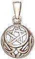 Sterling Silver Celtic Pentagram Ball Pendant - features two pentagrams on each side of the sphere - 3-dimensional - Click for detail VIEW