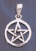 Sterling Silver Pentagram In Circle Small Pendant - Double Sided