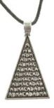 Abracadabra 'Good Fortune' Magical Triangle Pendant on Black Cord - Pewter