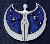 Sterling Silver Astra The Star Goddess Medallion Pendant with Midnight Blue Enamel inlay - Click for Detail VIEW