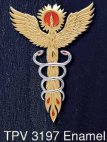 14ct Gold on Sterling Silver Fire Dance Phoenix Medallion Pendant with Red Enamel inlay - Click for Detail VIEW