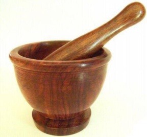 Small Wood Mortar and Pestle Set - Dark Wood design - Click For Detail