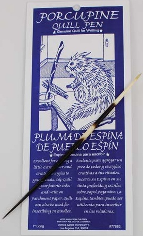 Genuine Porcupine Quill Pen for Writing - Natural - 7 inch - Keep Away From Children!