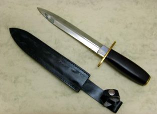 Click For Detail - Black Handle Athame - 35cm length with black leather sheath