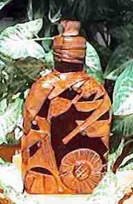 Witch Bottle 230ml with buckskin patchwork and velvet inlay designs - back view