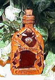 Witch Bottle 230ml with buckskin patchwork and velvet inlay designs - front view