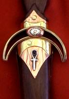 Front detail view of quillions/crossbar of Large Ankh Athame - a Handcrafted Ritual Treasure by MasterCraftsman ShadowSmith - click for enlarged view