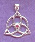 photo of Sterling Silver Triquetra Symbol pendant with Garnet Stone - click for detail view