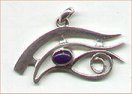 photo of small silver Eye of Horus pendant with lapis lazuli cabochon - click for detail view