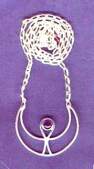 Sterling silver Ankh Moon symbol set with Amethyst stone on Sterling Silver chain.  Chain is attached to each tip of the crescent moon.