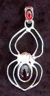photo - Medium Sterling Silver Spyder Pendant set with TWO garnet stones by ShadowSmith