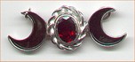 photo of Sterling Silver Triple Goddess pendant with faceted garnet and loops for chain - by ShadowSmith - click for detail view